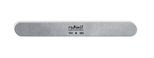 ruNail Профессиональная пилка для иск. ногтей (серая, закругленная, 150/180) 0560