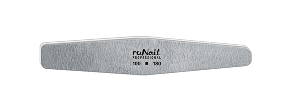 ruNail Профессиональная пилка для иск. ногтей (серая, ромб, 100/180) 0241